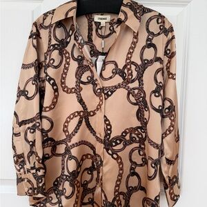L’Agence Dani Blouse Chain Print Button-Up Shirt